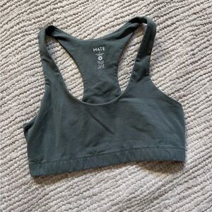 Mate the Label Organic Cotton Stretch Sports Bra, Medium, Forest Green